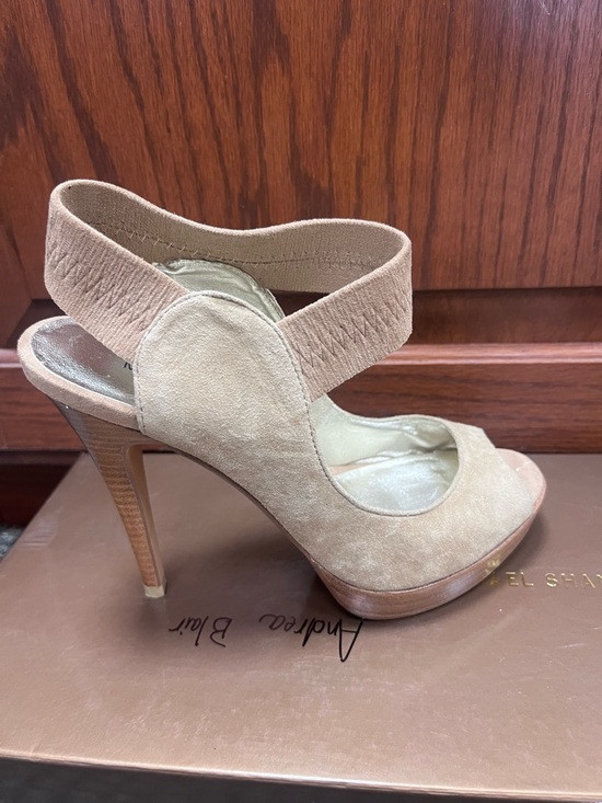 Michael Shannon Shoes - Michael Shannon Beige Suede Peep-Toe High Heels